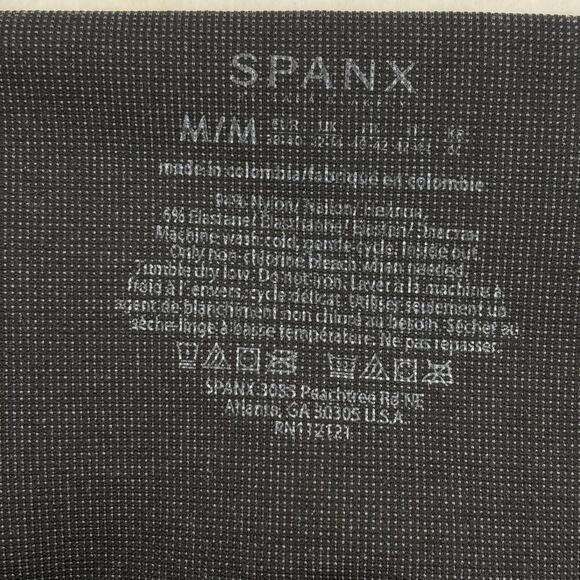 Spanx Ankle Leggings Women's Size M Black High Rise Stretch Textured Leg Panels - Picture 3 of 9